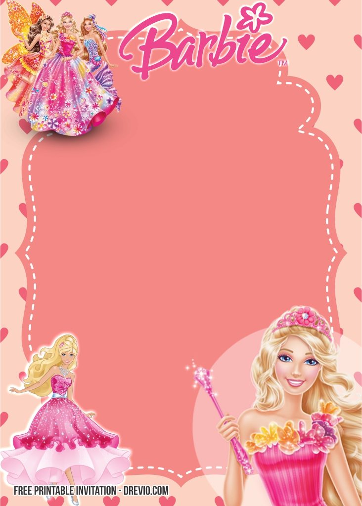 FREE Printable Barbie Birthday Invitation Templates DREVIO