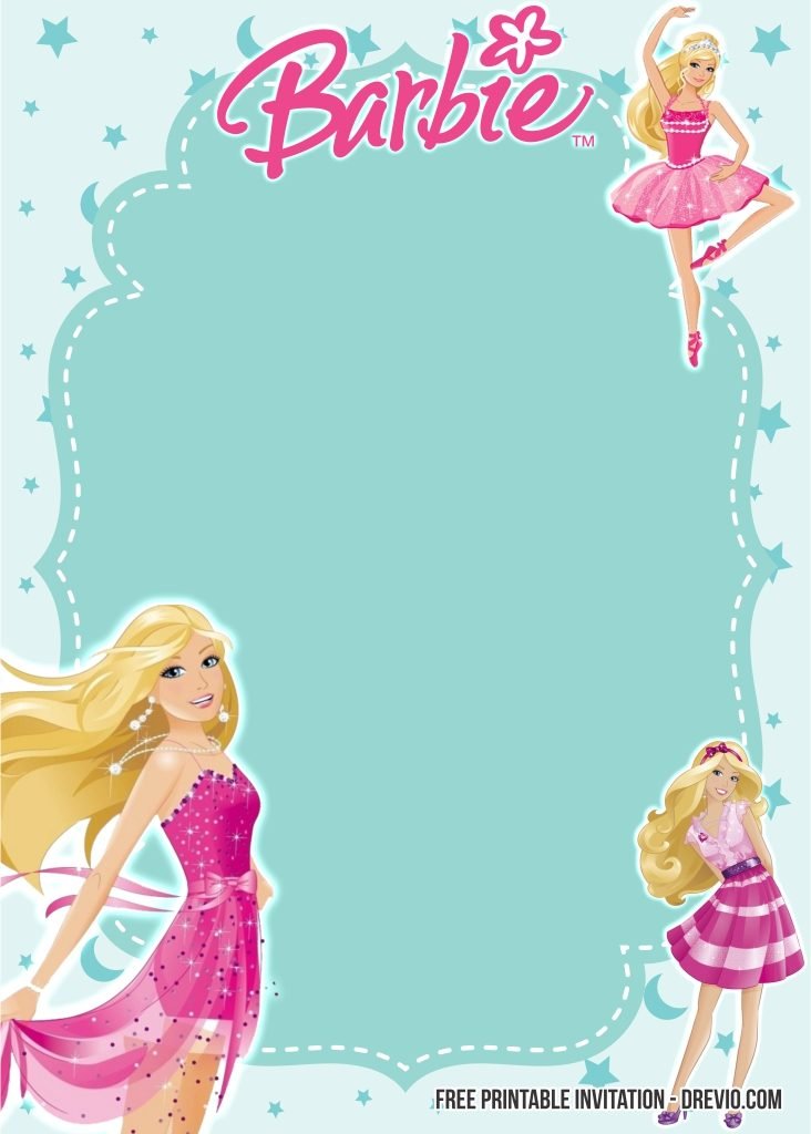 FREE Printable Barbie Birthday Invitation Templates | DREVIO