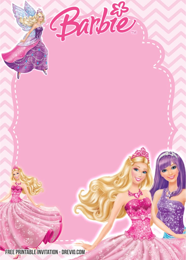 free printable barbie birthday invitation templates drevio drevio