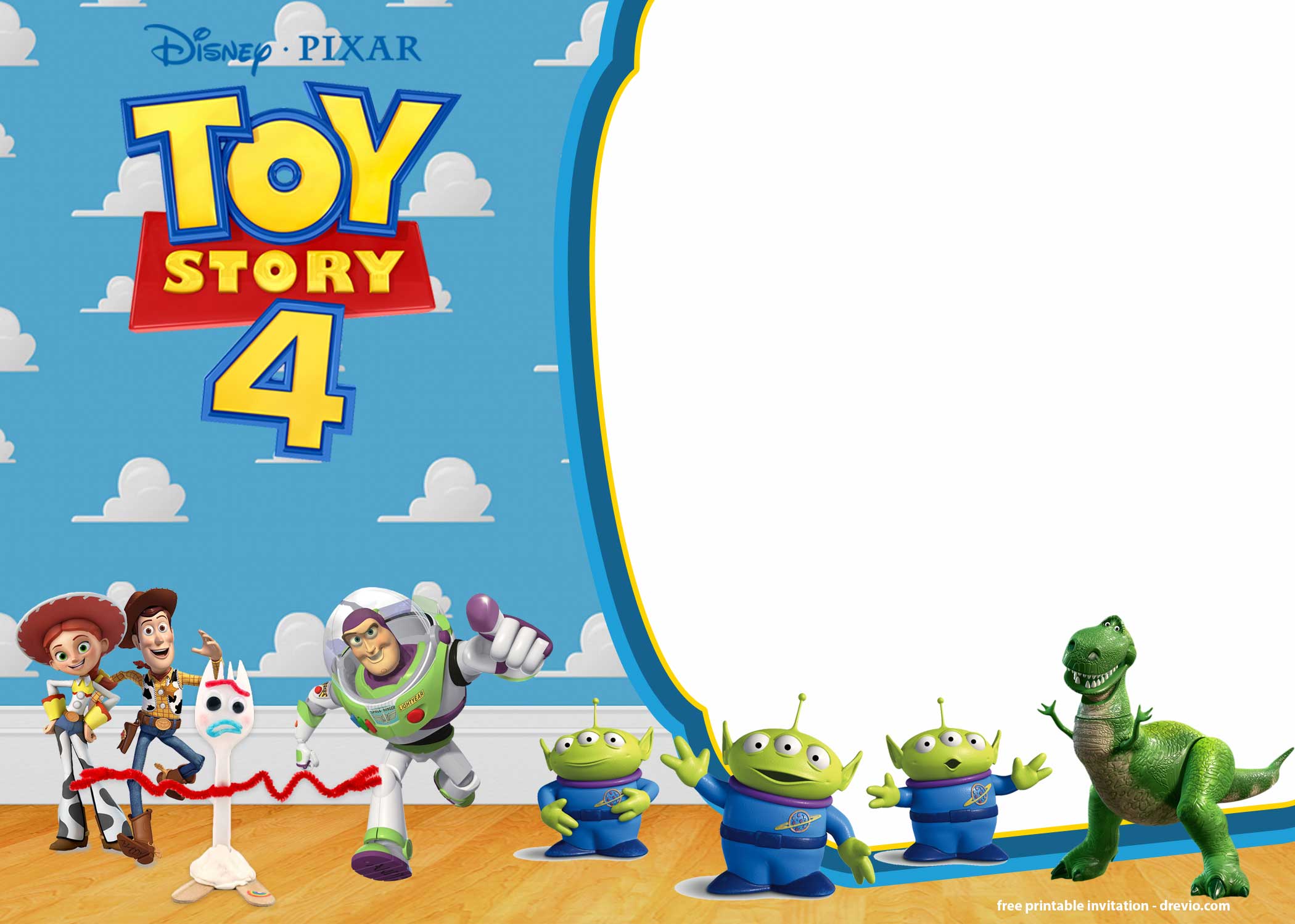 FREE Printable Toy Story 4 Invitation Templates DREVIO