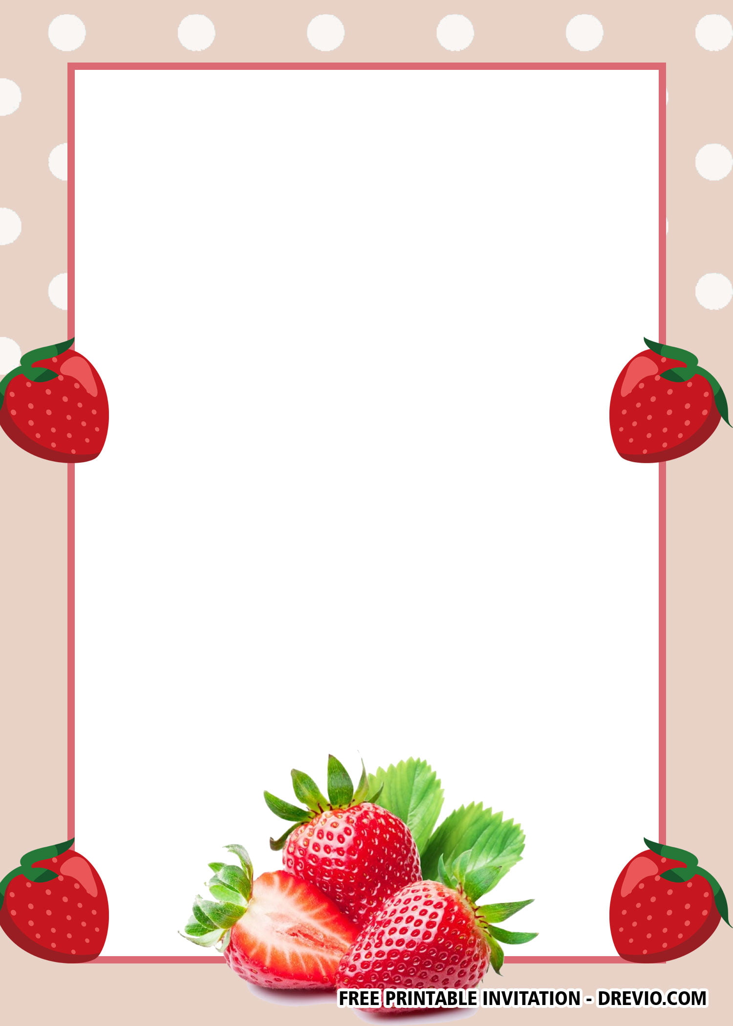 FREE Printable Strawberry Invitation Templates DREVIO