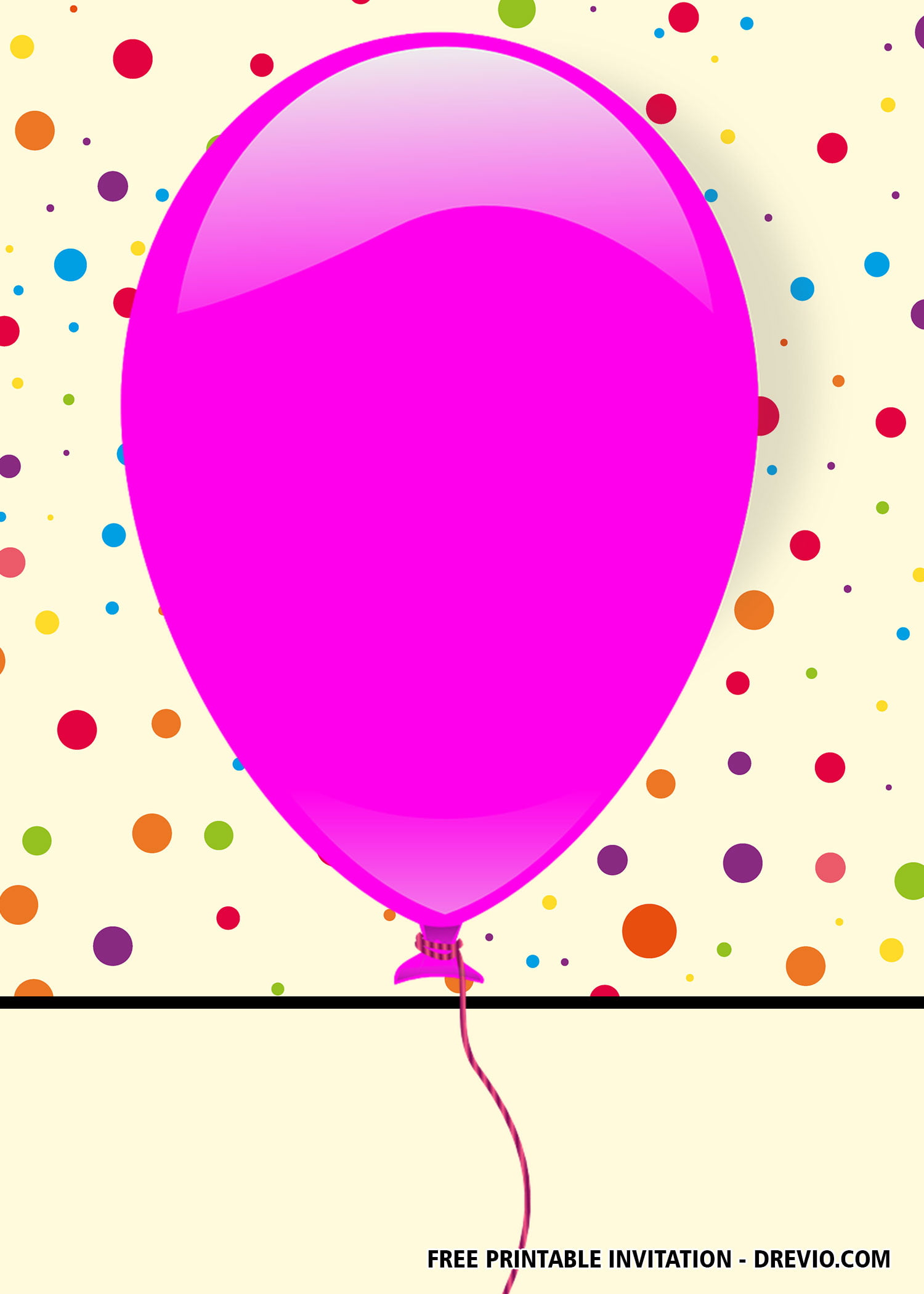 FREE Printable Balloon Colorful Invitation Templates DREVIO