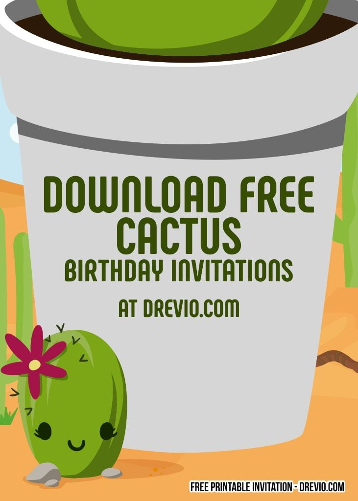 FREE Printable Cactus Birthday Invitation Templates ...