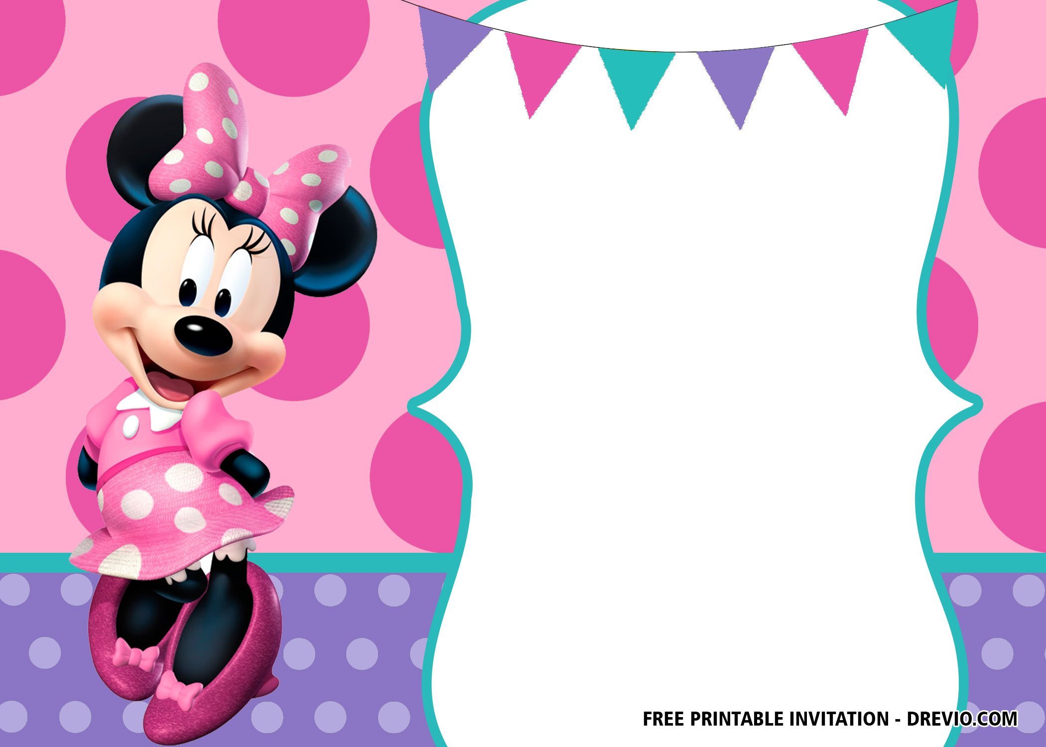 30+ FREE Printable Minnie Mouse Birthday Invitation Templates ...