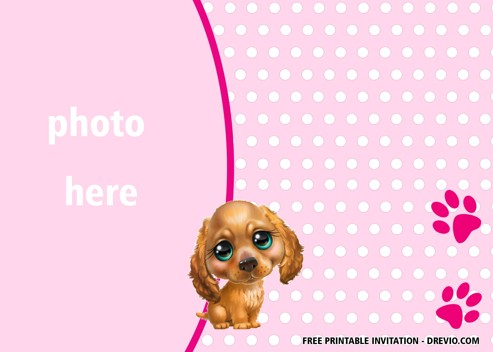 FREE Printable Pink Puppy Dog Invitation Templates FREE PRINTABLE 