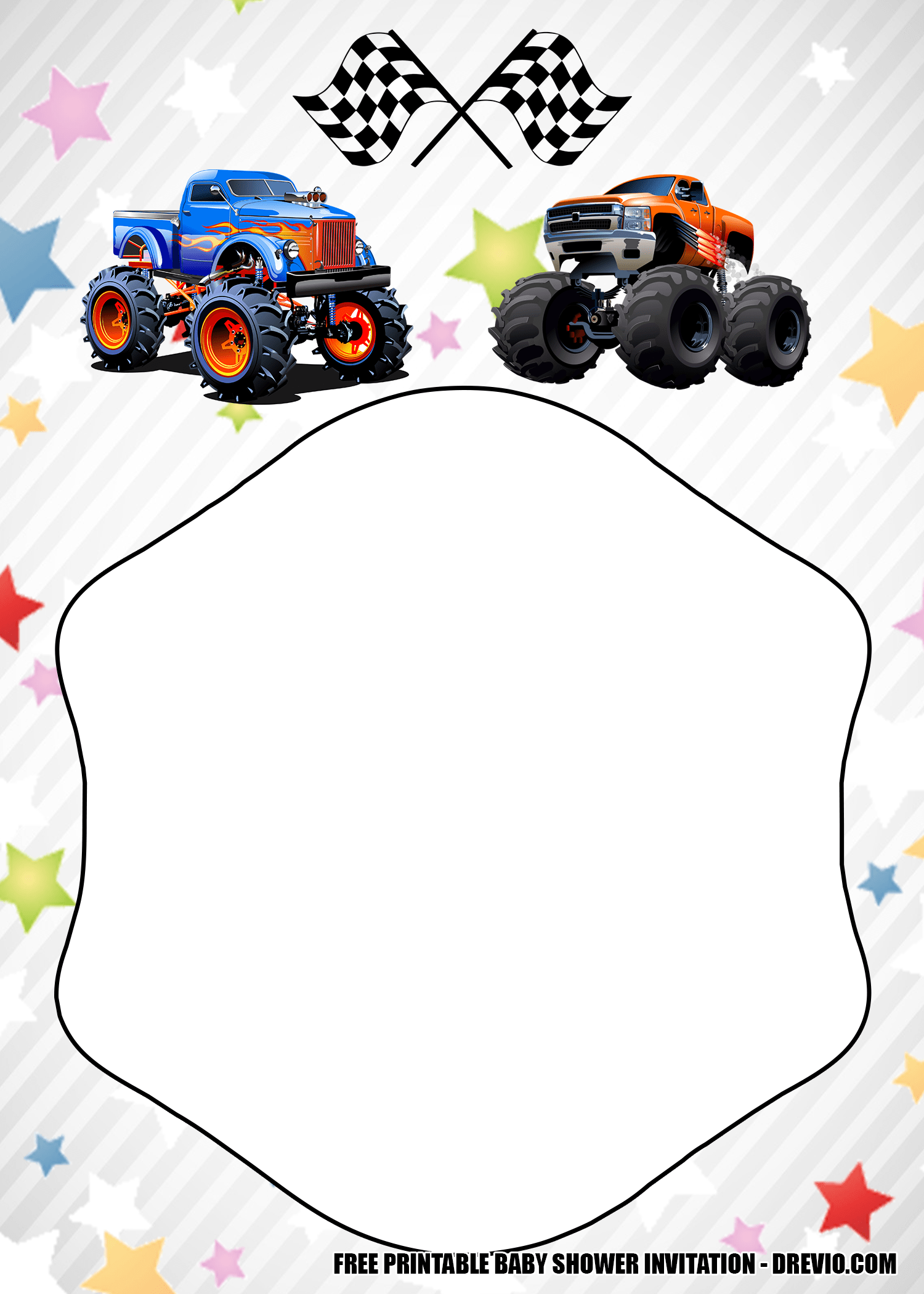 FREE Monster Truck Baby Shower Invitation Templates Download Hundreds 