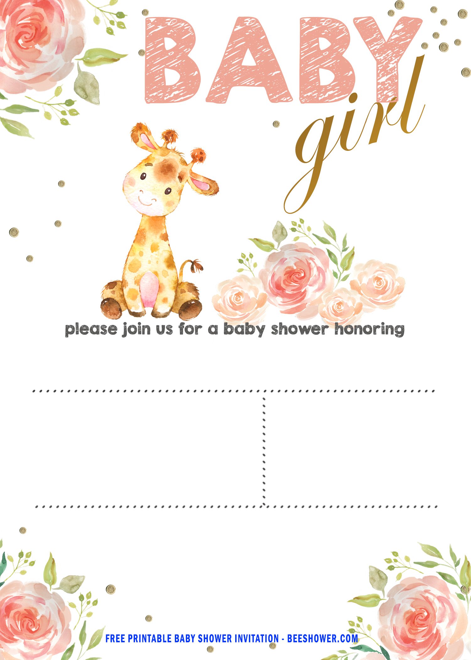 FREE Baby Giraffe Baby Shower Invitation Templates DREVIO