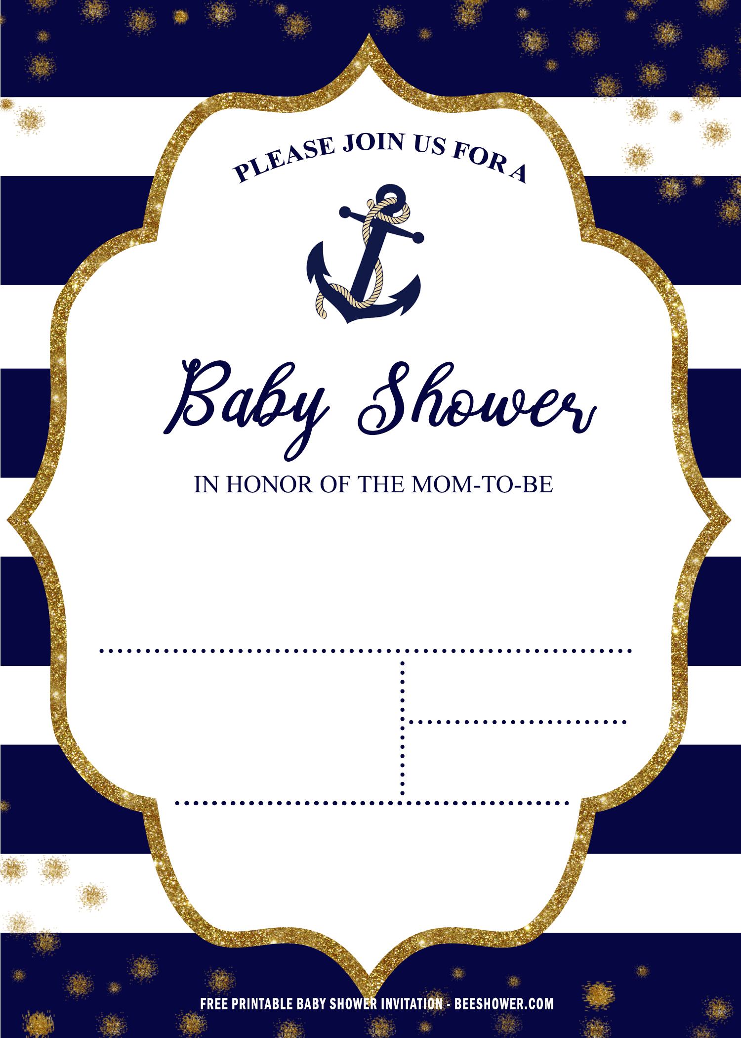 FREE Printable Nautical Baby Shower Invitation Templates Download