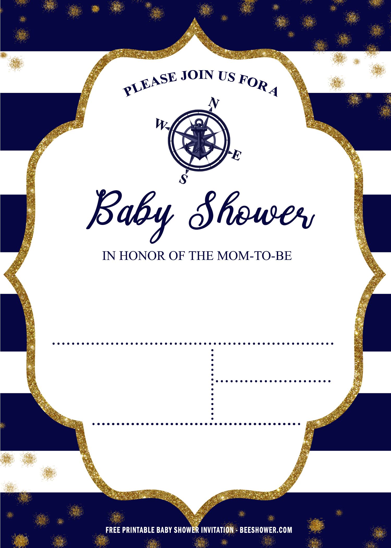 FREE Printable Nautical Baby Shower Invitation Templates Download