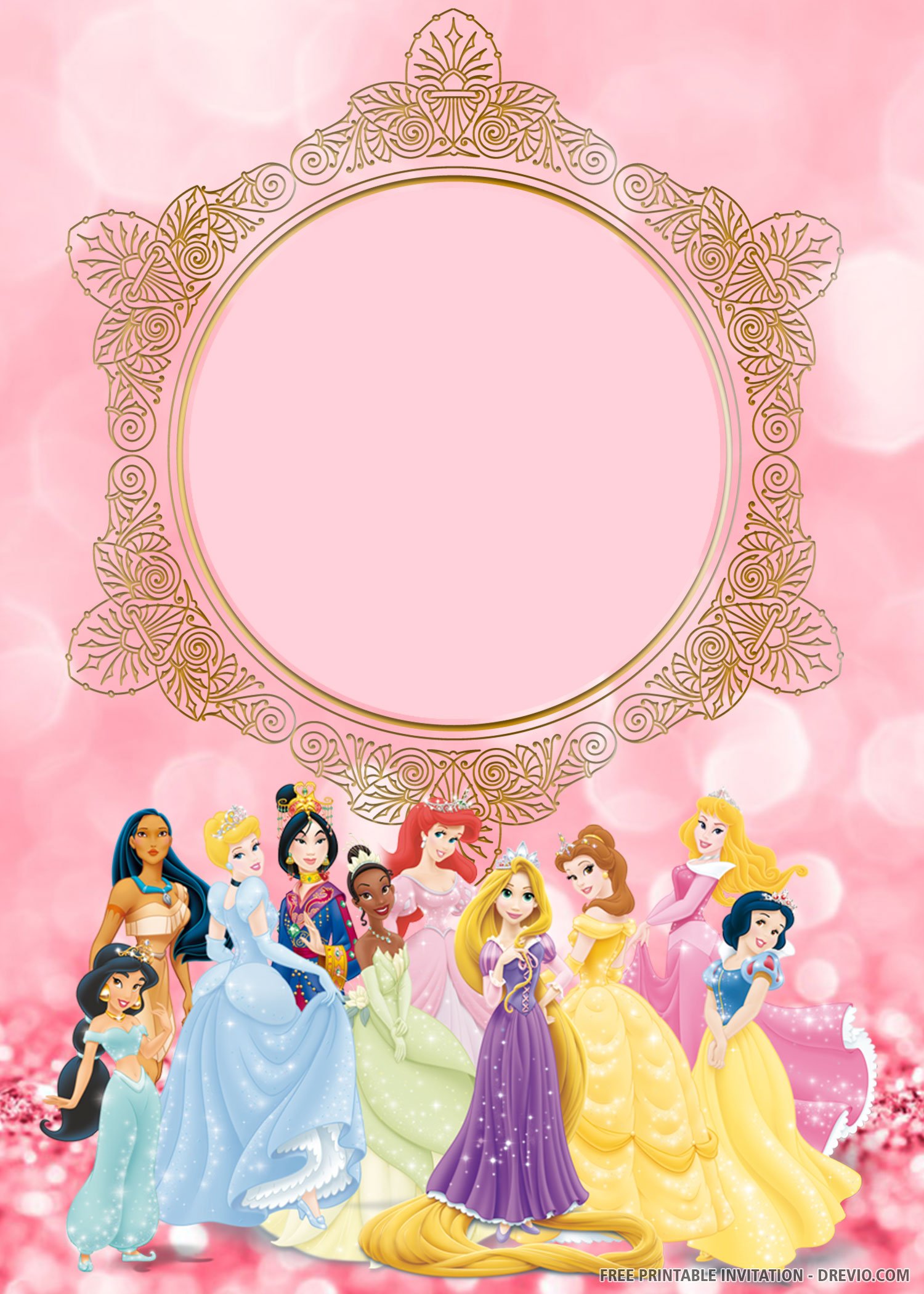 Blank Disney Princess Invitation Template