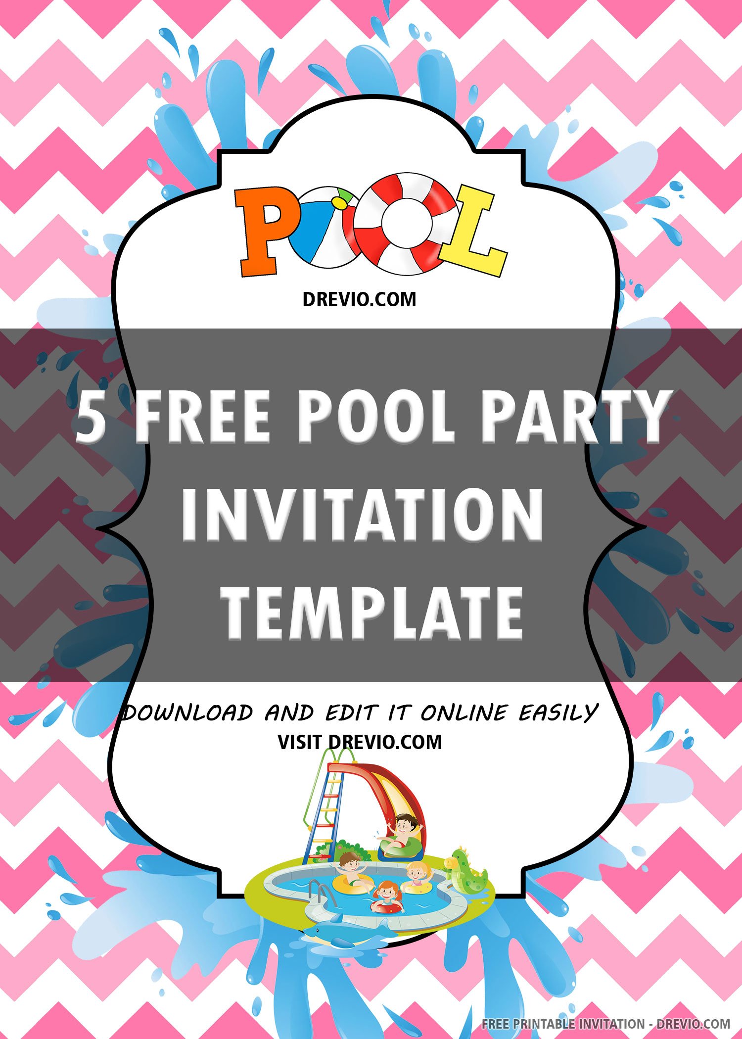 Mallory Free Printable Unicorn Pool Party Invitations