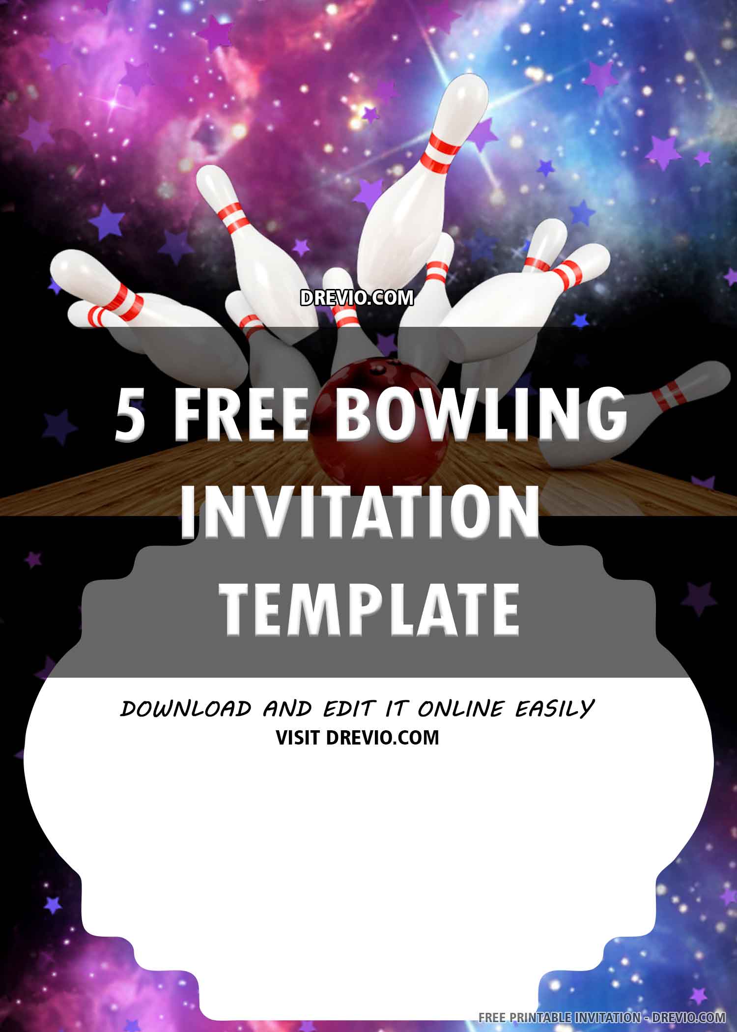  FREE PRINTABLE Amazing Bowling Birthday Invitation Template Download Hundreds FREE