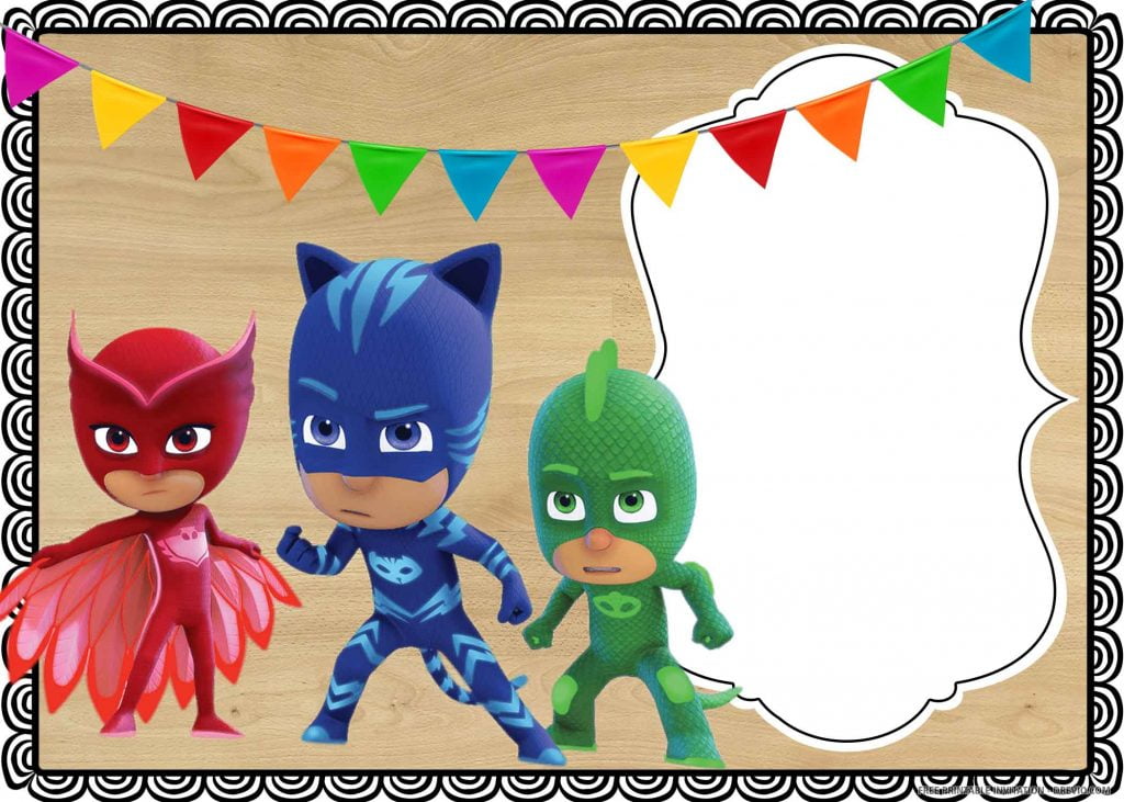 (FREE PRINTABLE) PJ Mask Birthday Invitation Template | Download ...