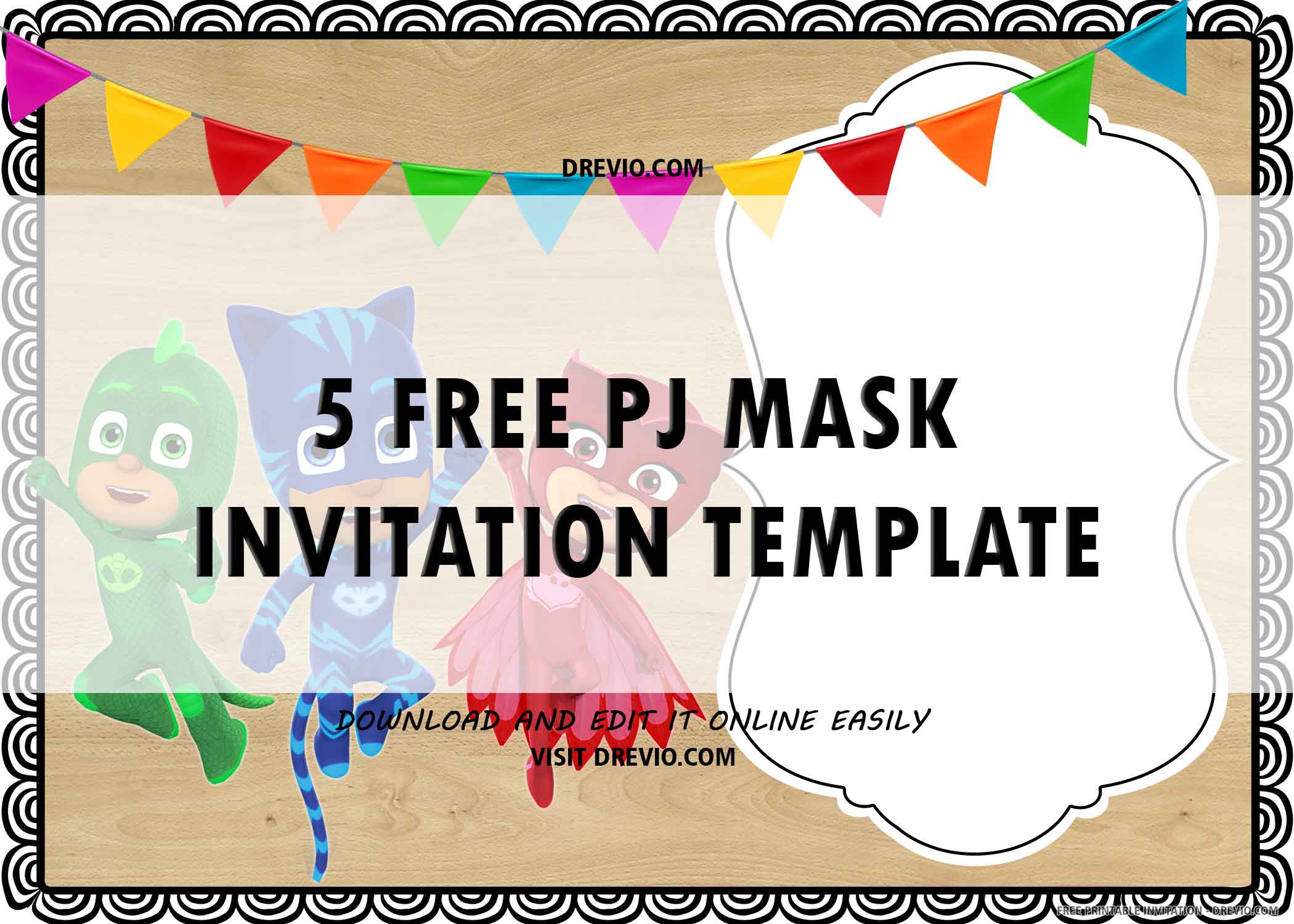 (FREE PRINTABLE) PJ Mask Birthday Invitation Template Download