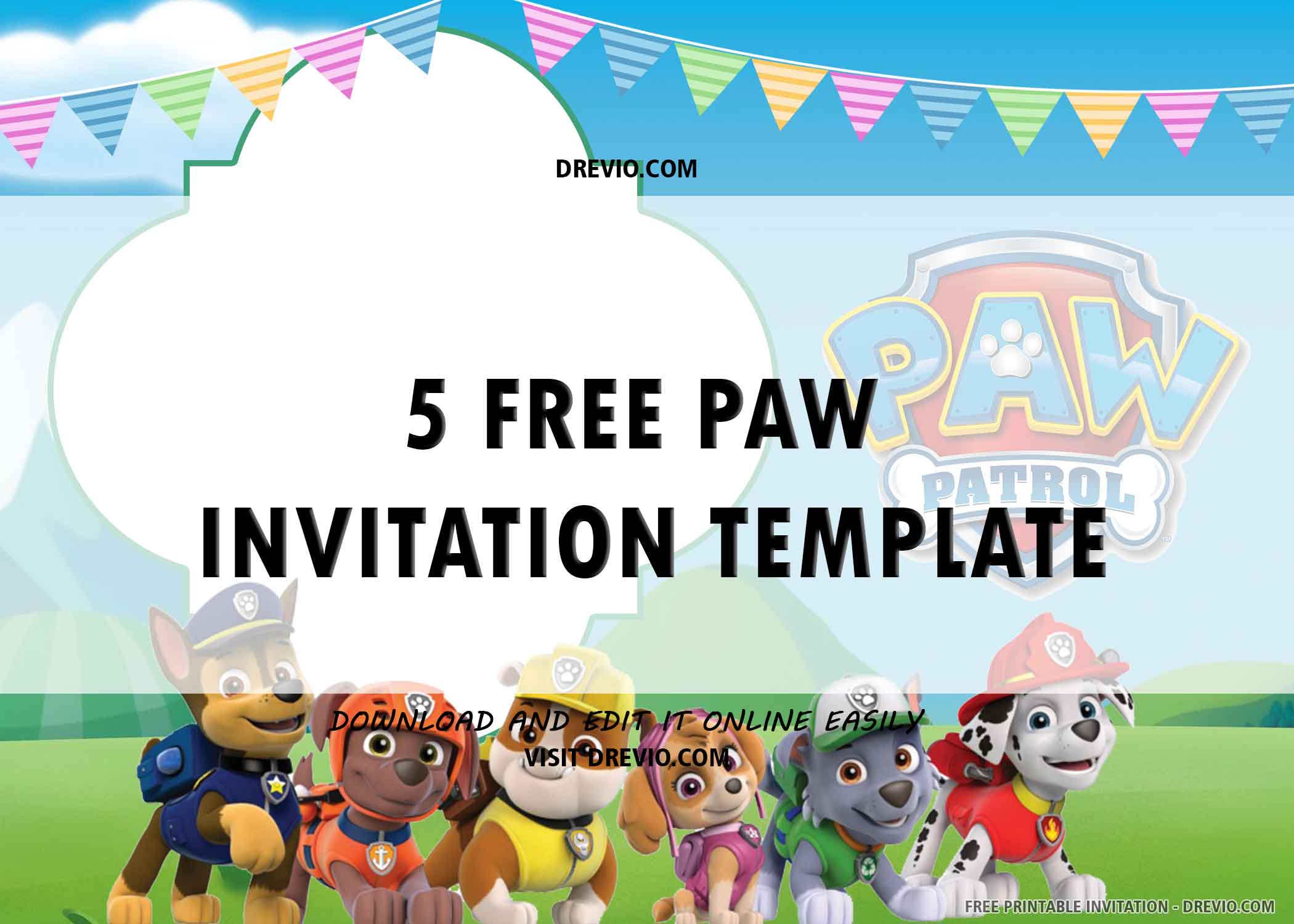 Paw Patrol Invitation Template Free Editable