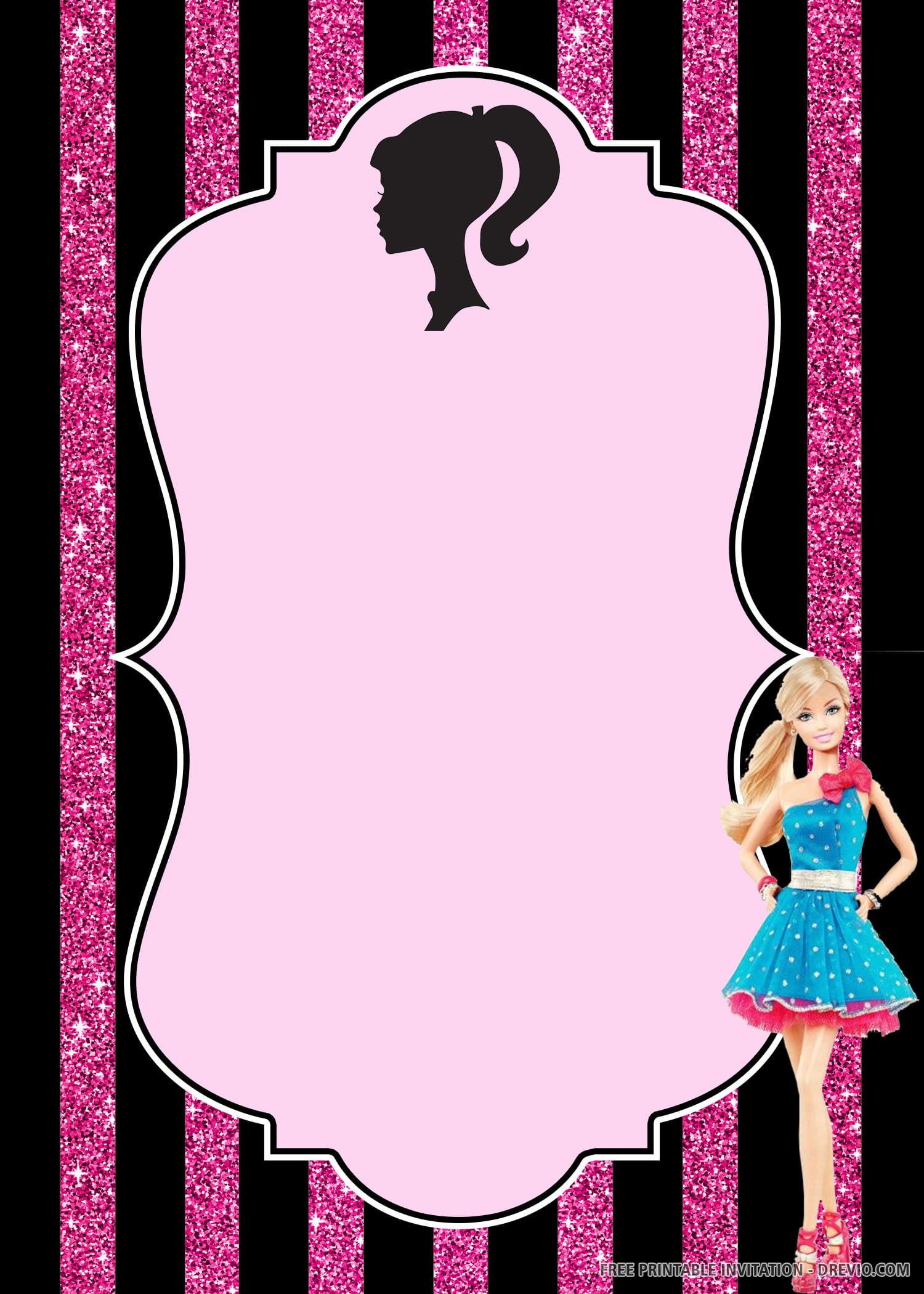 (FREE PRINTABLE) Barbie Birthday Invitation Template Download