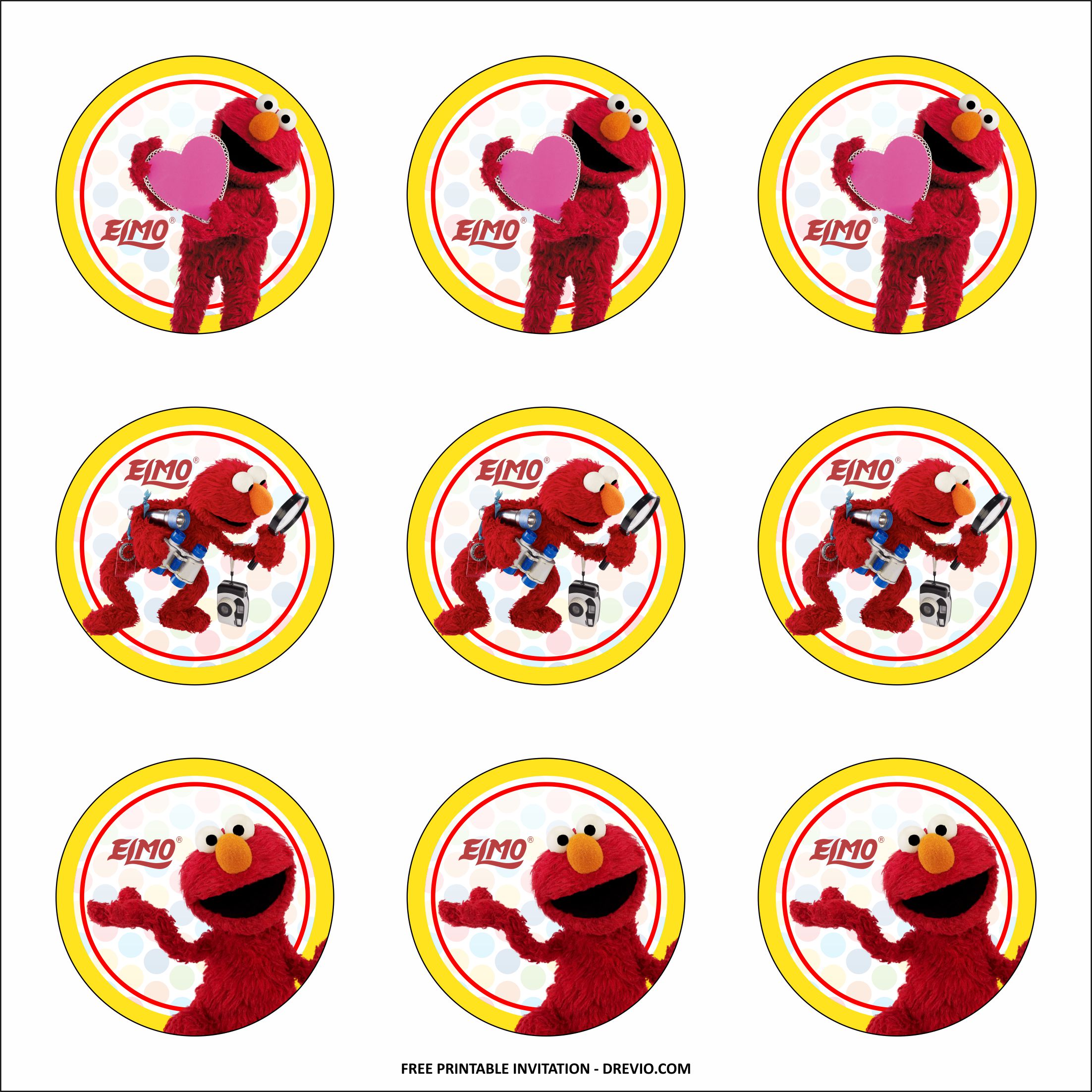 Elmo Cupcake Toppers Templates Download Hundreds FREE PRINTABLE Birthday Invitation Templates