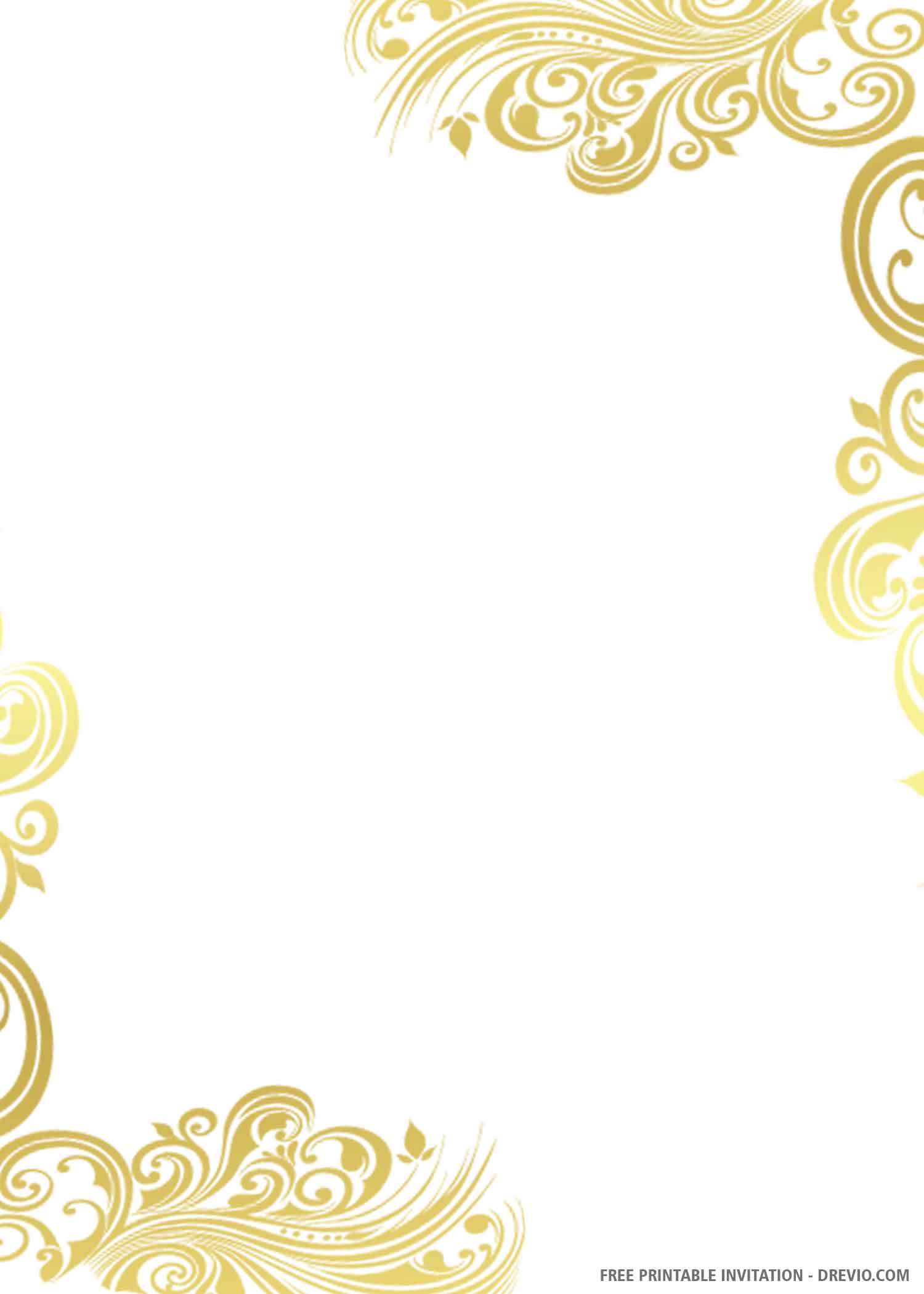  FREE PRINTABLE Gold Wedding Invitation Templates Download 