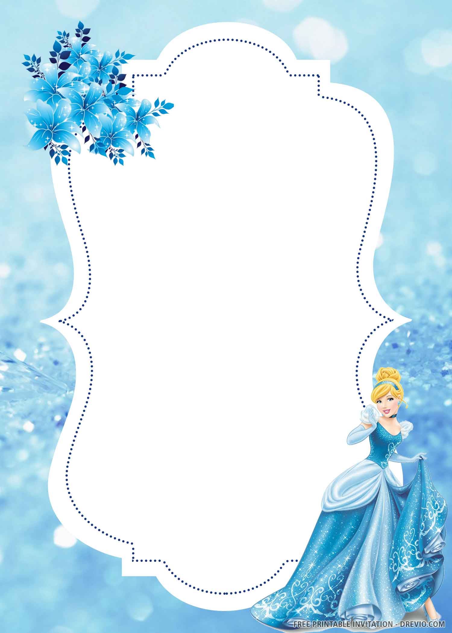  FREE PRINTABLE Lovely Cinderella Birthday Invitation Templates DREVIO