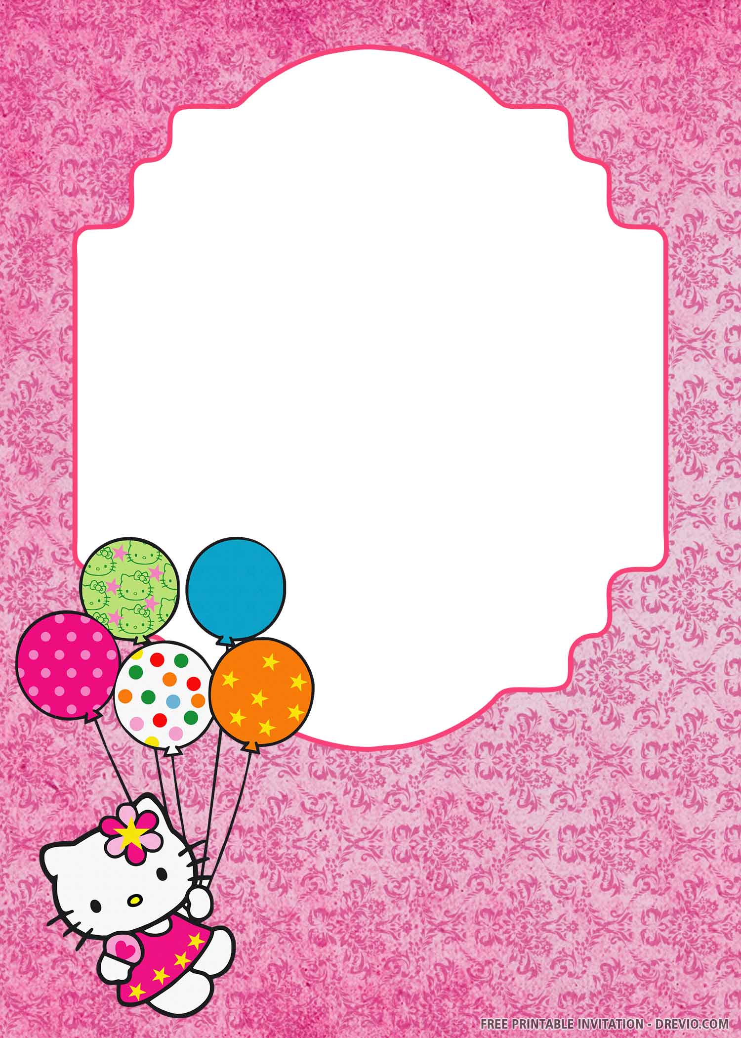 (FREE PRINTABLE) Lovely Hello Kitty Birthday Invitation Templates
