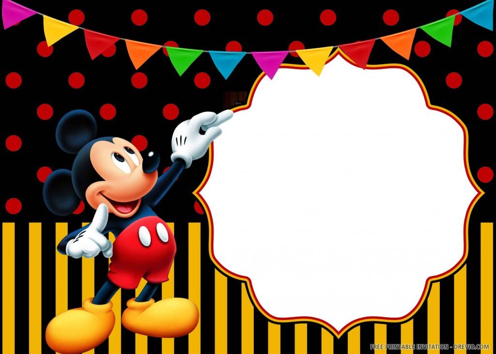 (FREE PRINTABLE) – Cheerful Mickey Mouse Birthday Invitation Templates