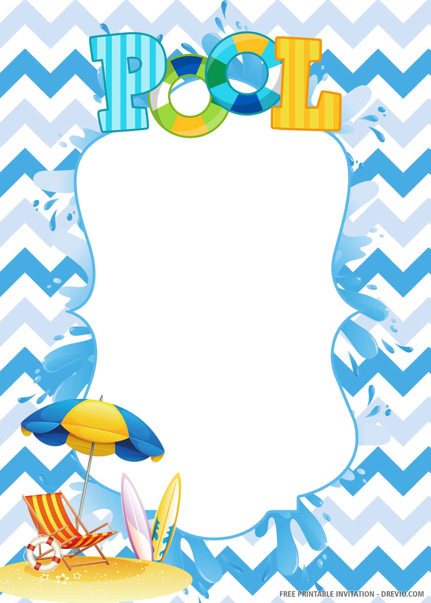 Pool Party Invite Free Template