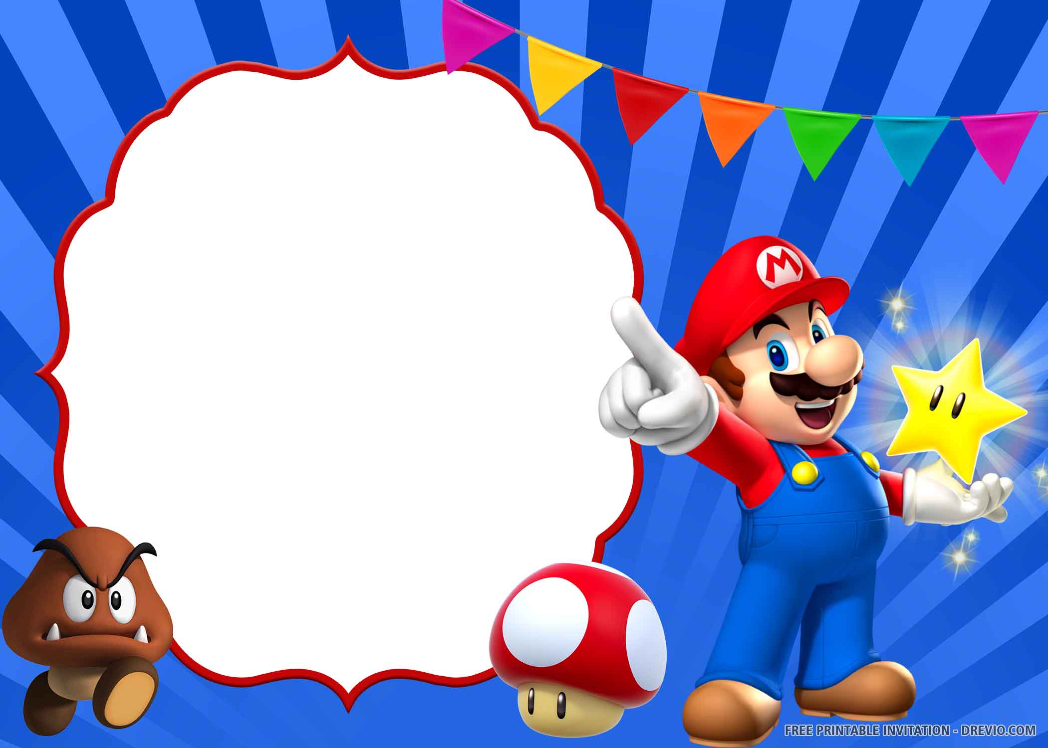 Super Mario Party Invite Template Free