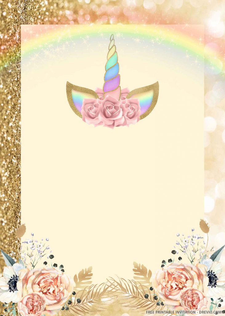 free printable magical unicorn birthday invitation templates