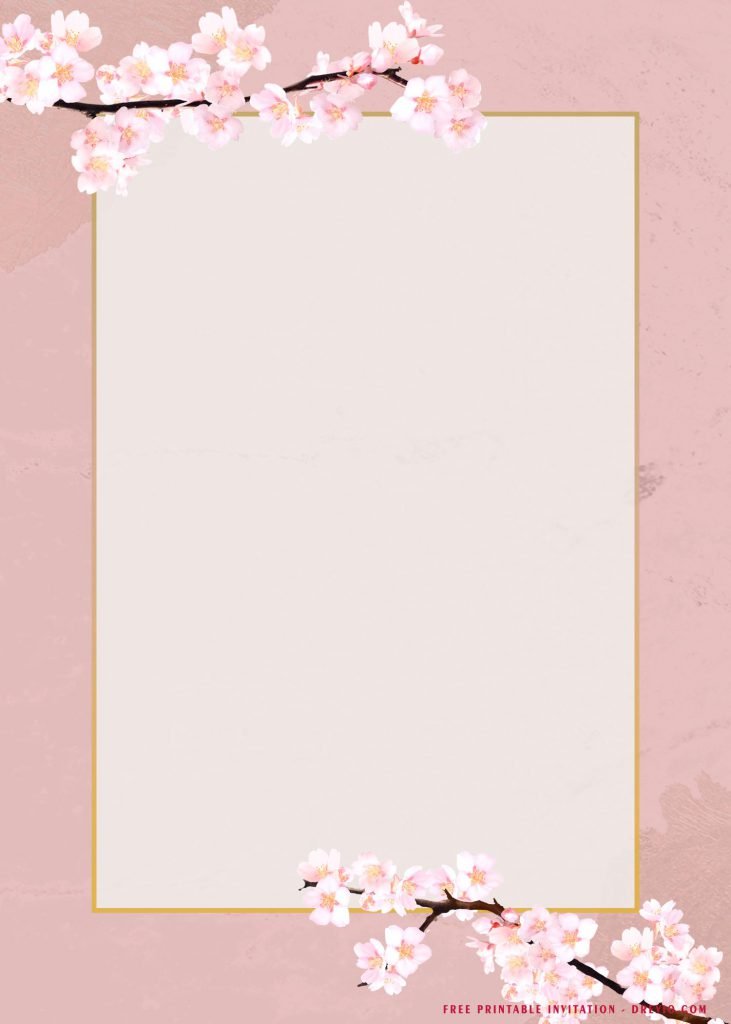 (FREE Printable) - Blush Pink Sakura Bridal Shower Invitation Templates ...