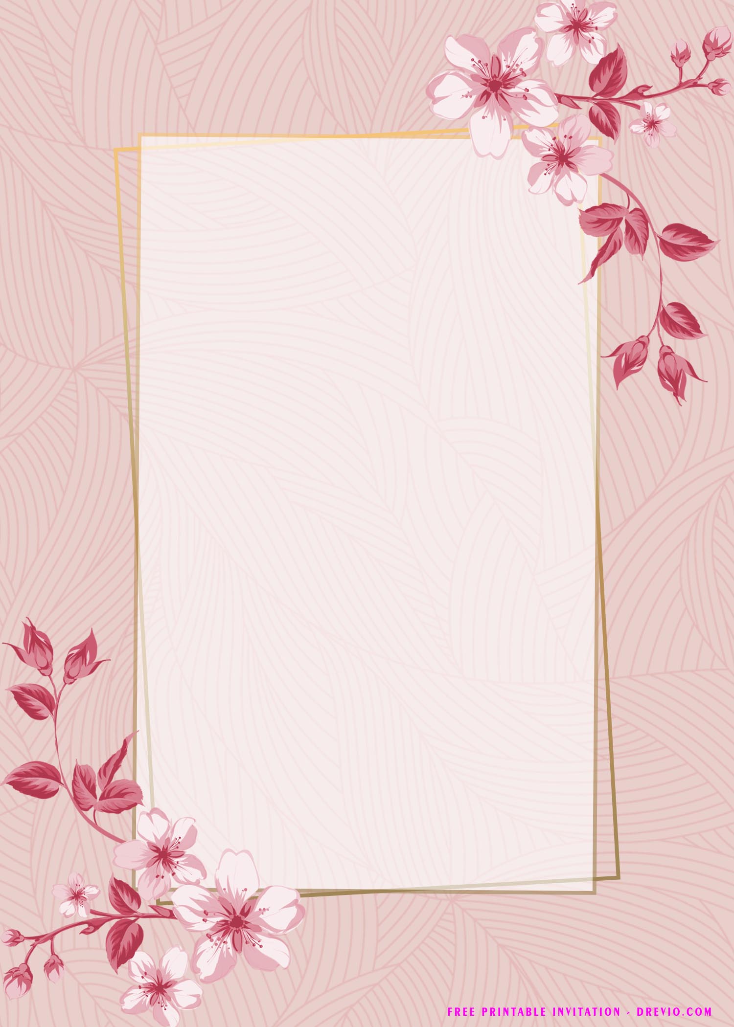  FREE Printable Pink Floral Invitation Templates Download Hundreds 