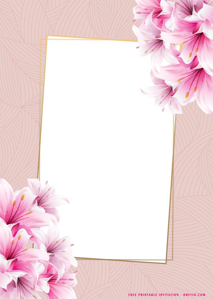 (FREE Printable) - Pink Flower Birthday Invitation Templates | DREVIO