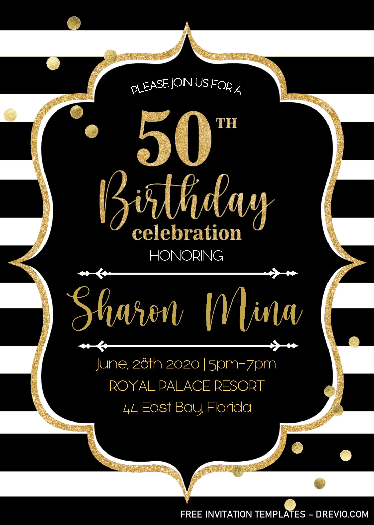 50th Birthday Party Invites Free Templates Printable Templates