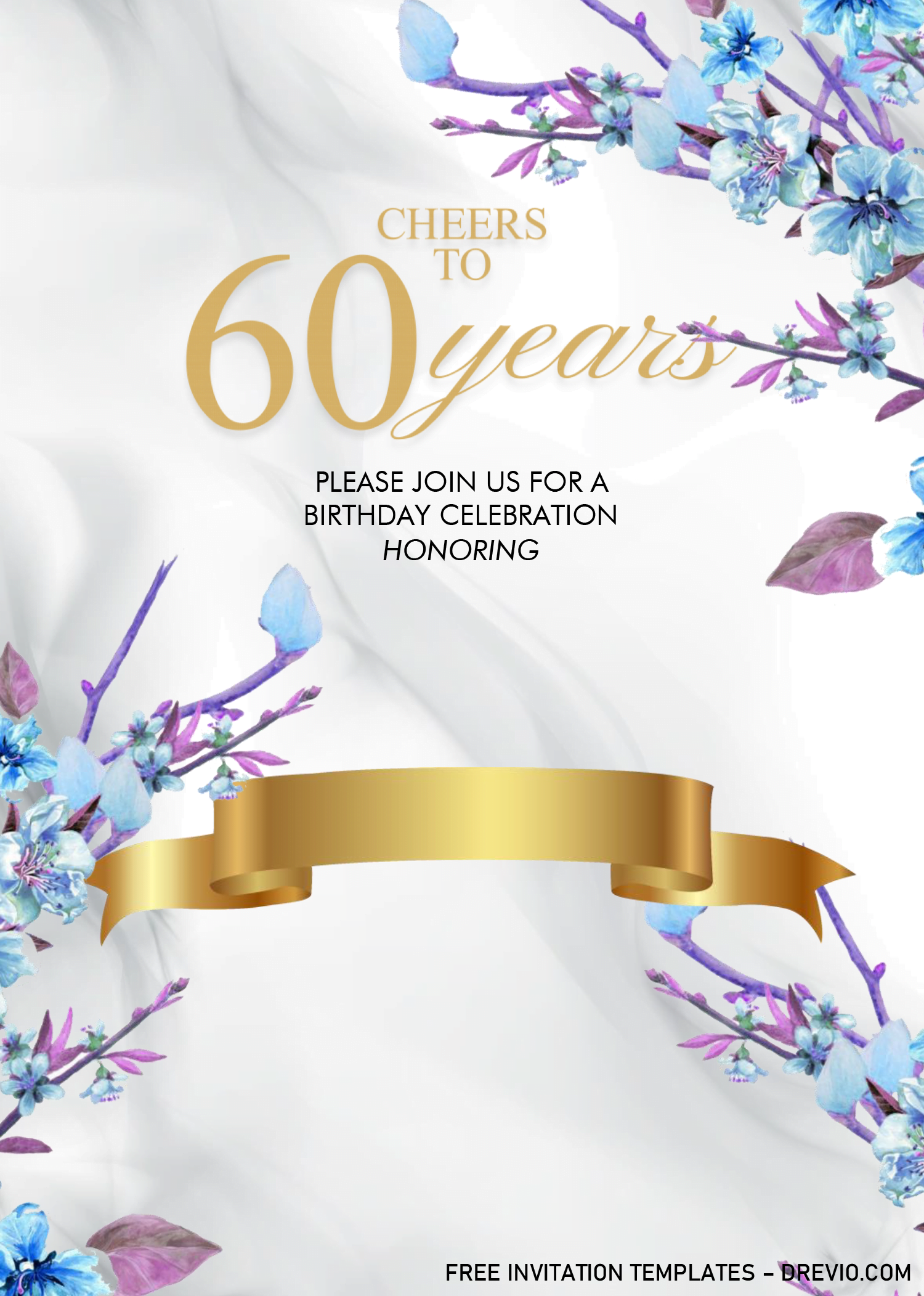 Printable Blank 60Th Birthday Invitation Template