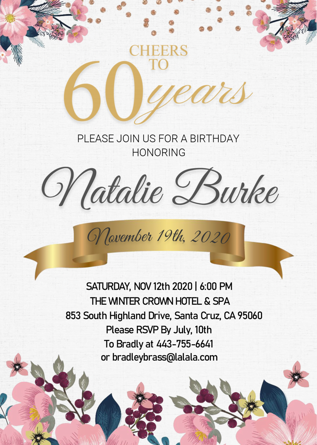 60th Birthday Invitation Wording For Her