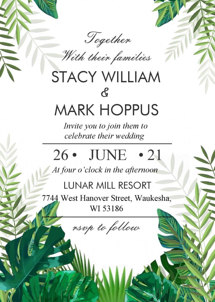 Tropical Leaves Invitation Templates Editable With MS Word Download
