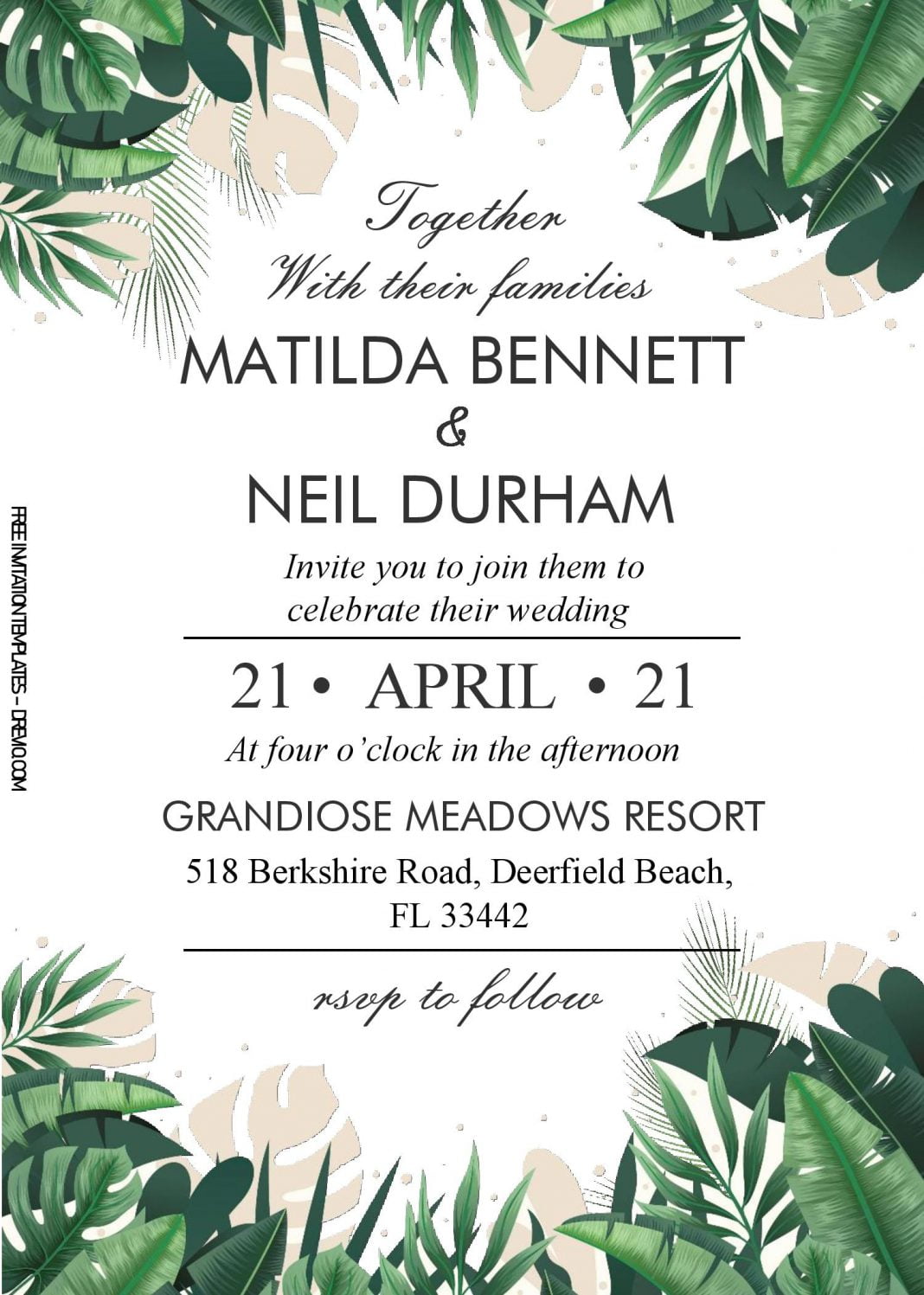 Tropical Leaves Invitation Templates – Editable With MS Word | Download