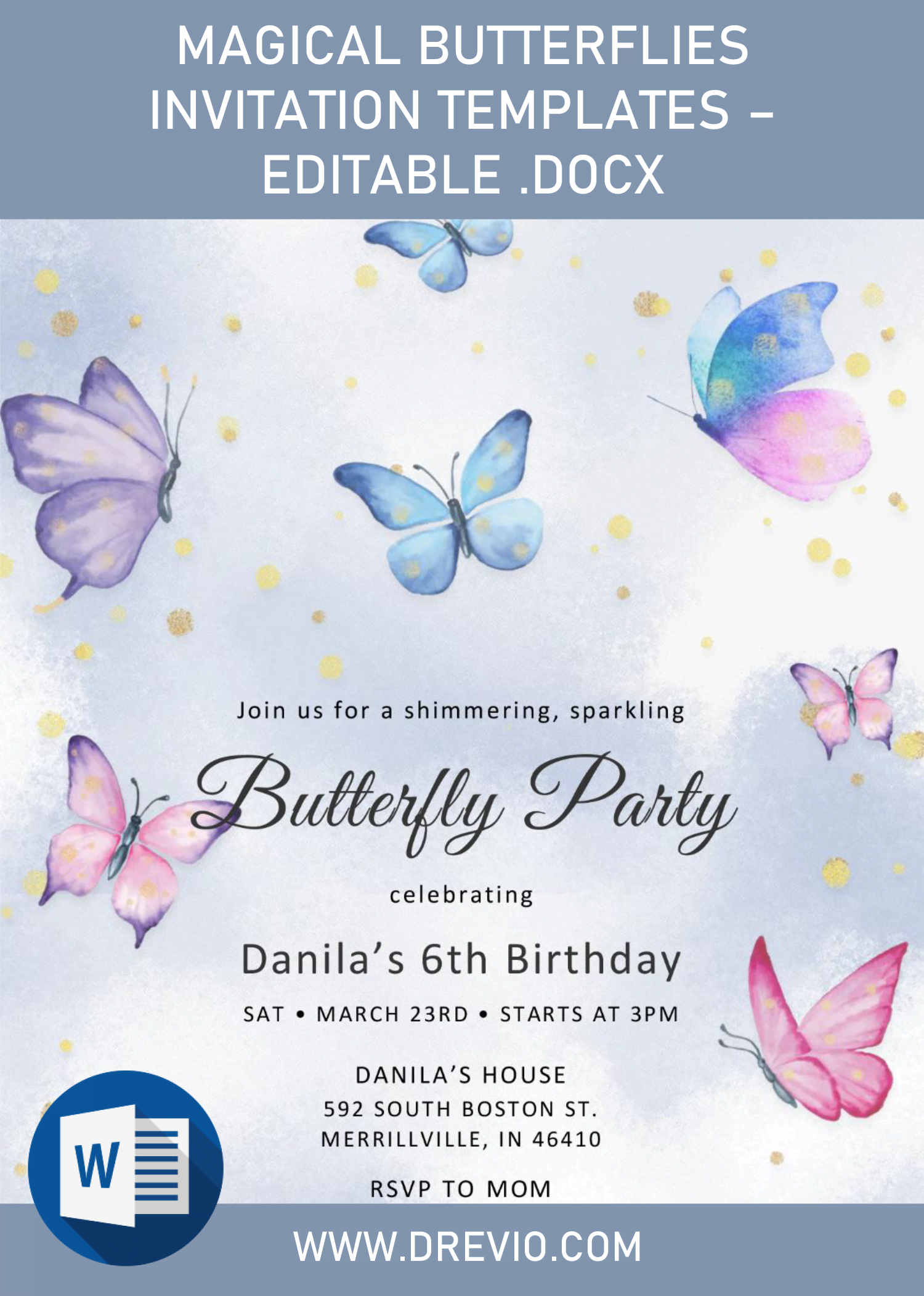 Magical Butterflies Invitation Templates Editable Docx Download Hundreds FREE PRINTABLE