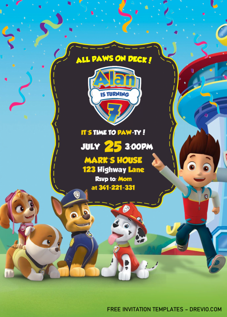 PAW Patrol Invitation Templates – Editable With MS Word | Download ...