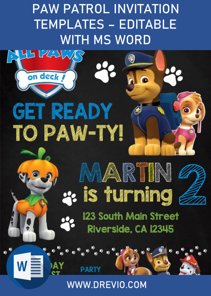 PAW Patrol Invitation Templates – Editable With MS Word | | Download ...