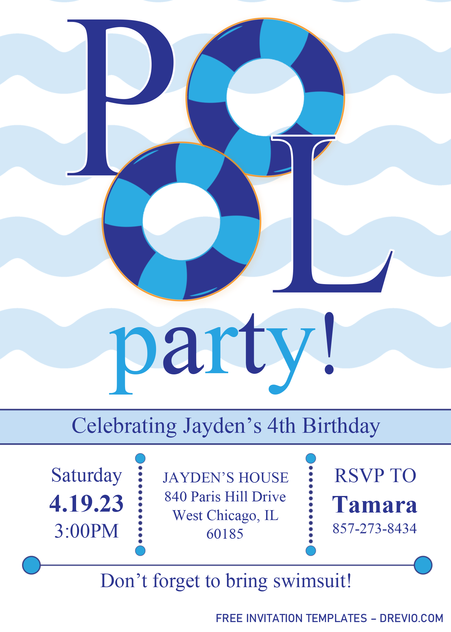 Pool Party Invitation Templates – Editable .Docx | Download Hundreds