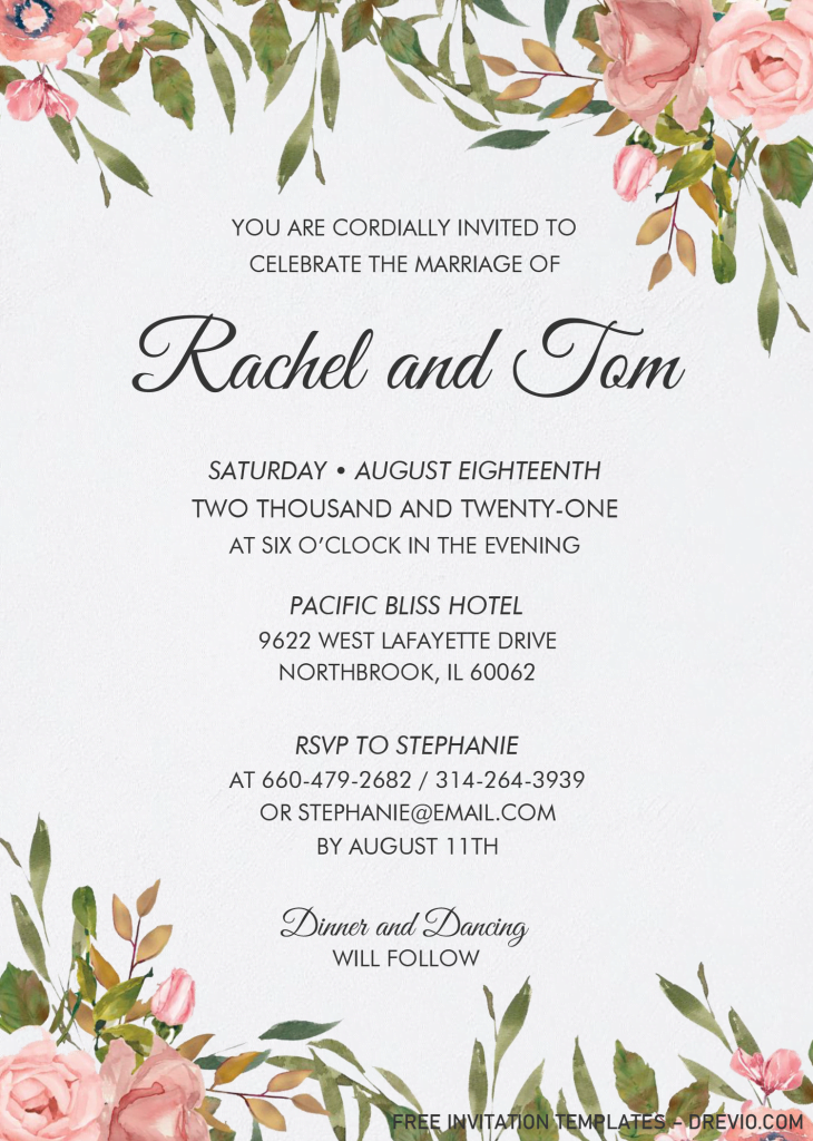 Watercolor Floral Invitation Templates – Editable With MS Word