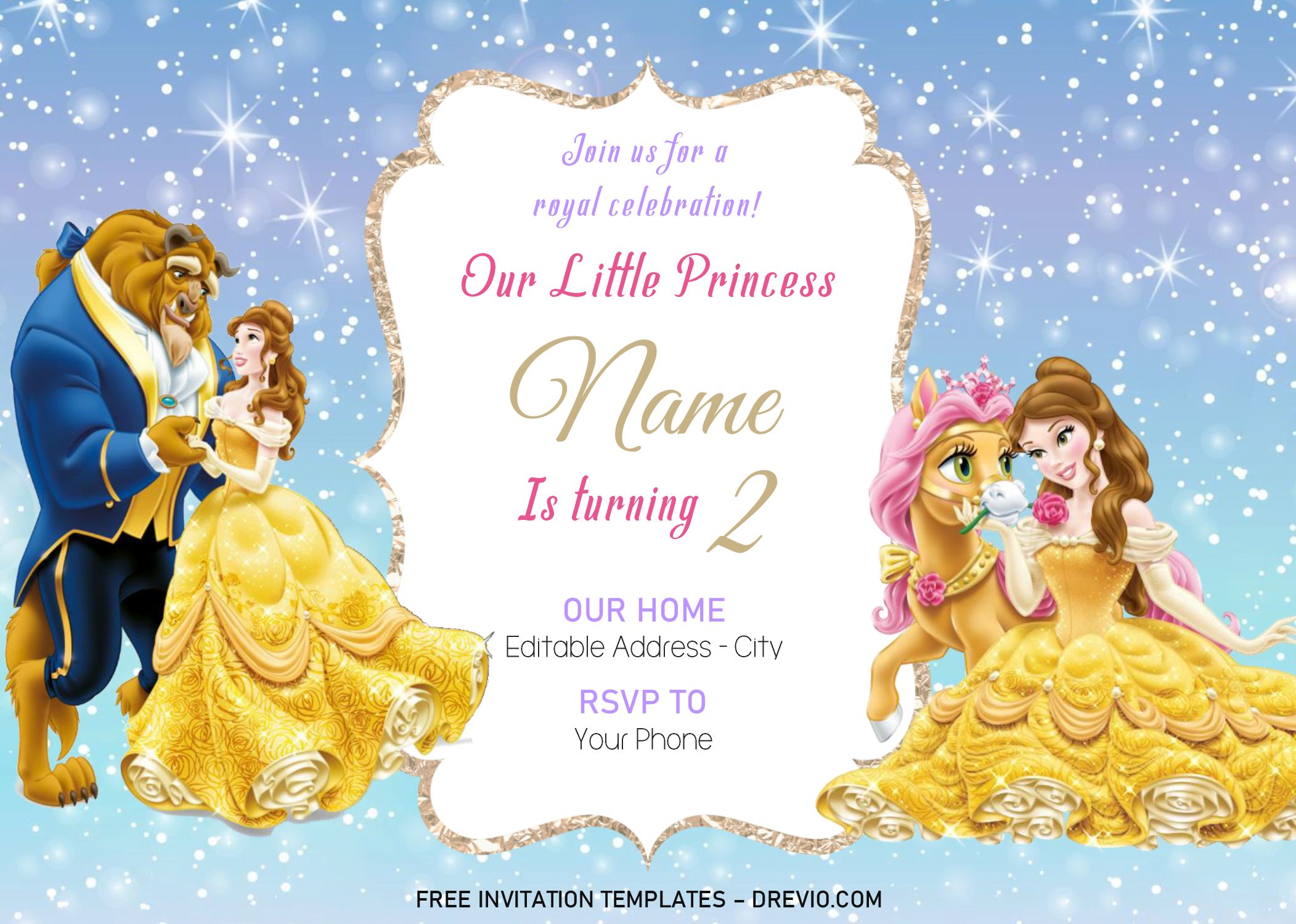 Disney Princess Invitation Templates Editable With MS Word Download