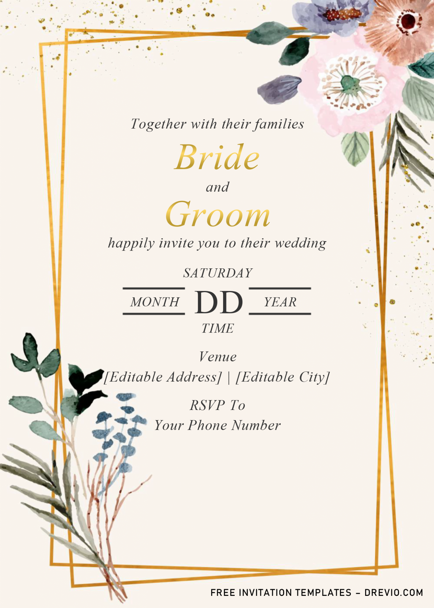 Floral And Geometric Invitation Templates – Editable With MS Word