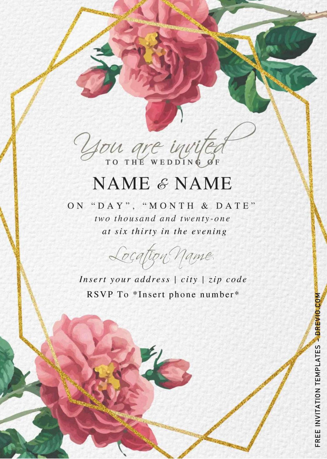 Free Botanical Floral Wedding Invitation Templates For Word | Download