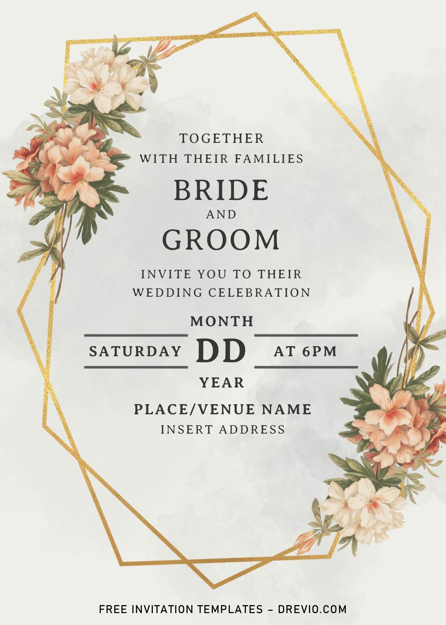 Greenery Geometric Wedding Invitation Templates – Editable With MS Word