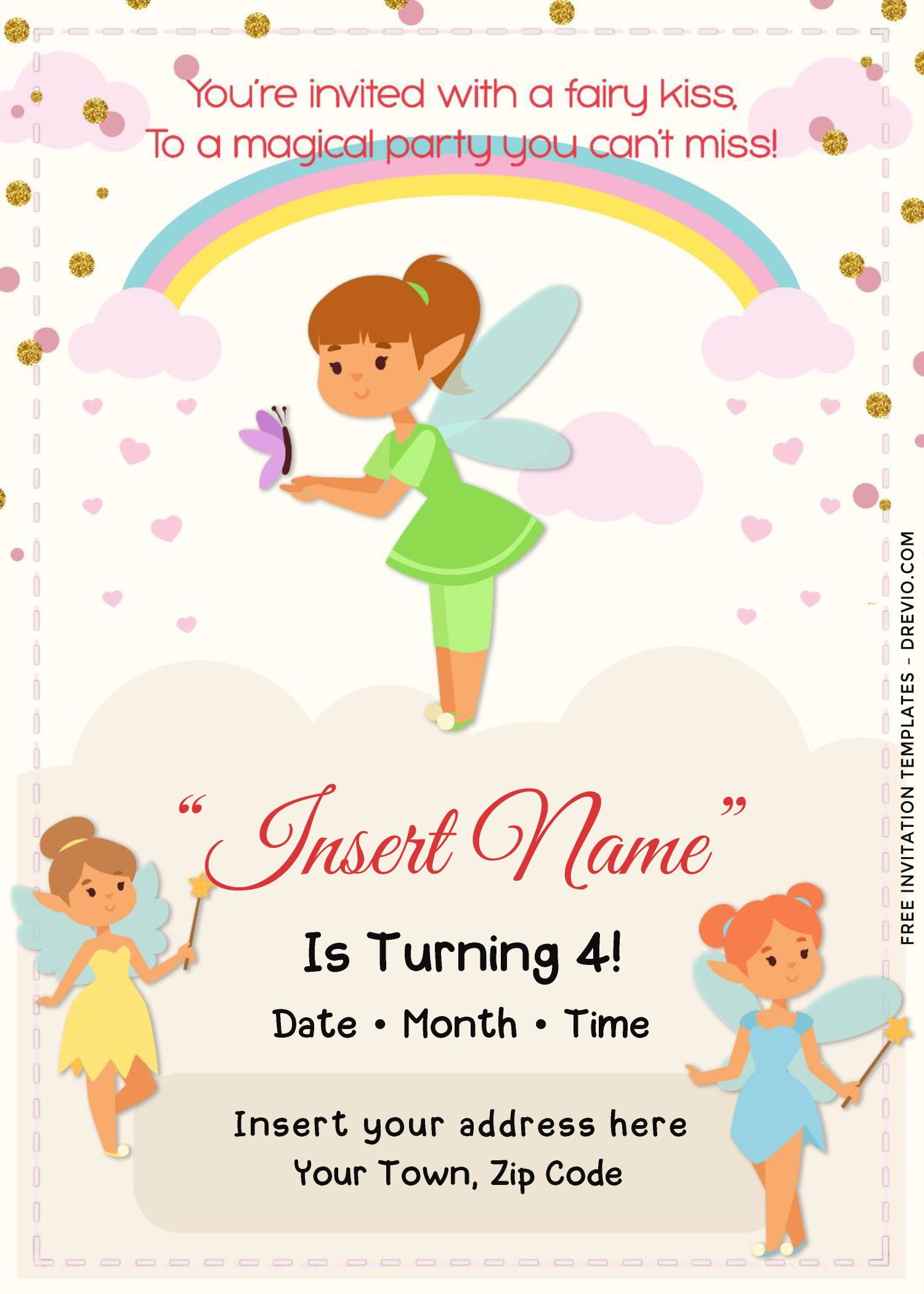 Free Rainbow Magic Fairy Birthday Invitation Templates For Word 