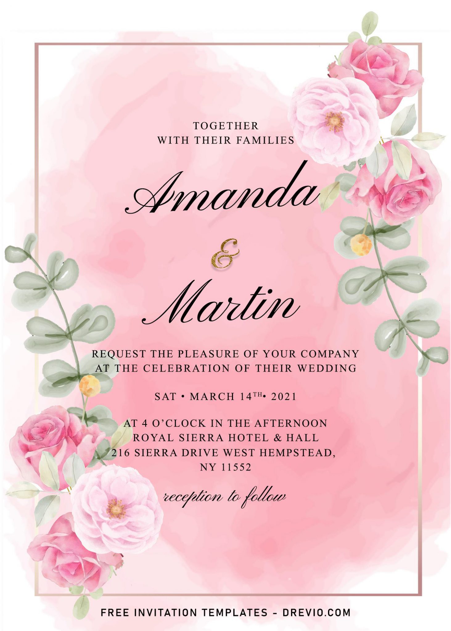 8+ Blush Pink Watercolor Wedding Invitation Templates | Download ...