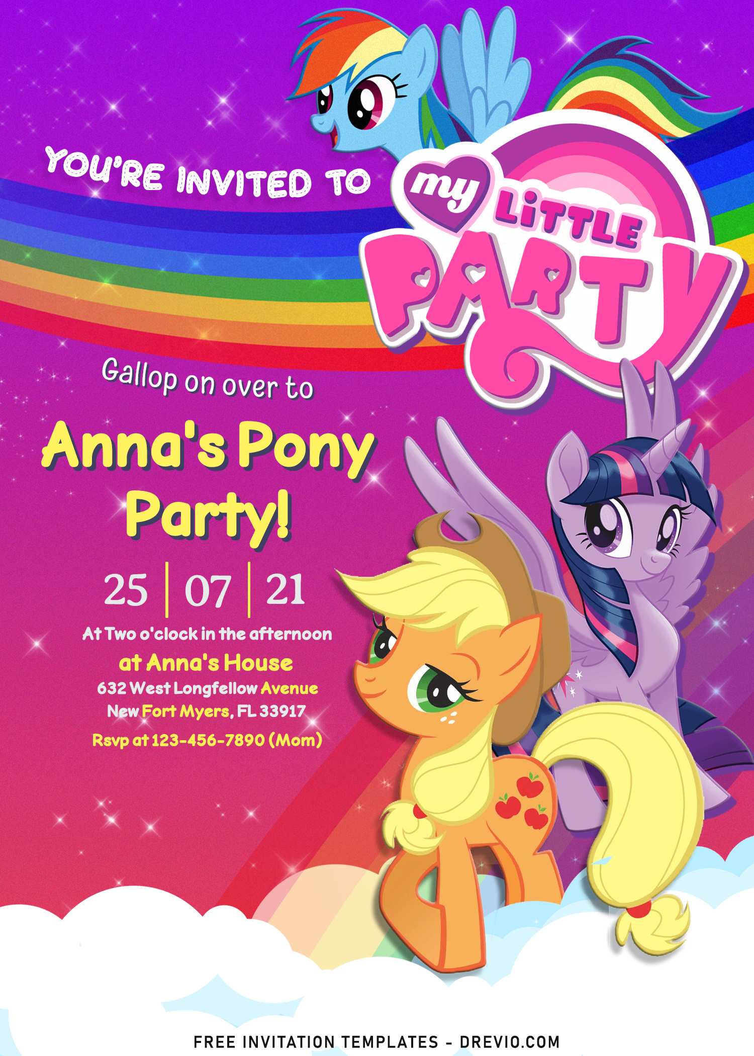 ▷ Digital Invitation Birthday My Little Pony, FREE