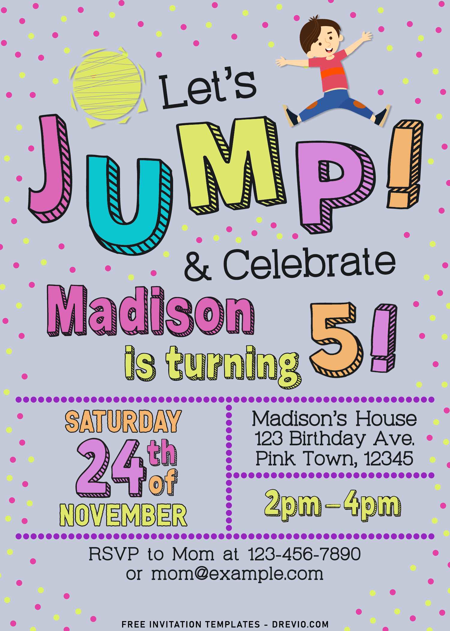 Jump Birthday Invitation Editable Jump Invitation Template 