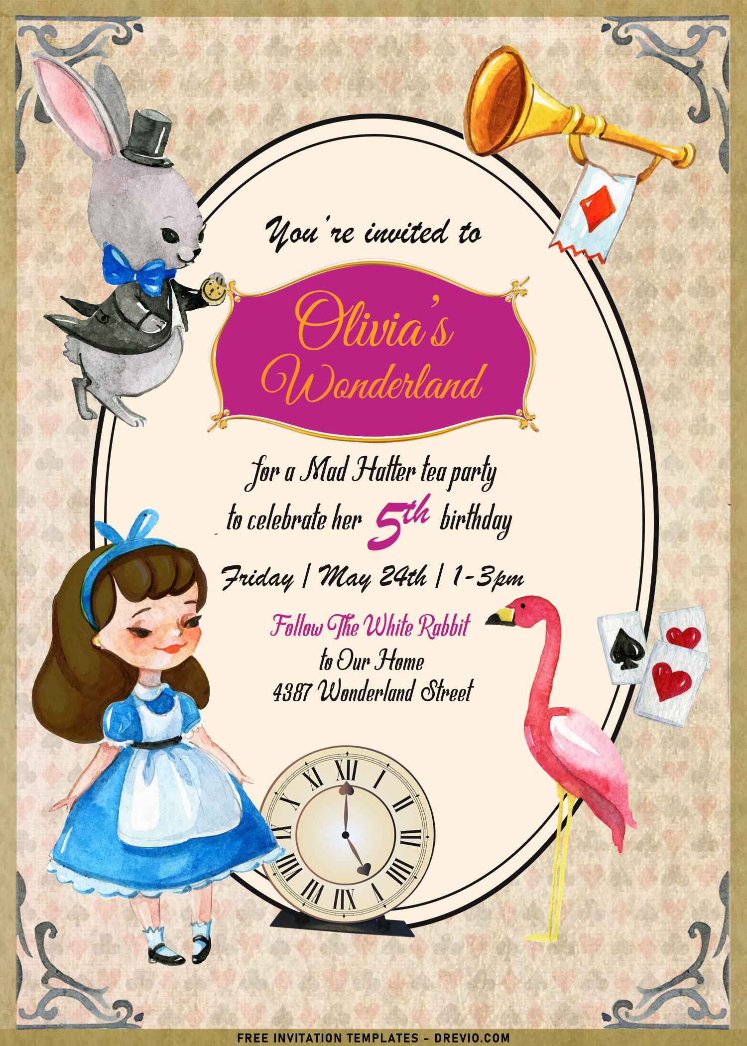 Alice in Wonderland Invitation - My Party Templates